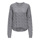 ONLY ONLJEANETT Cable Knit Medium In Grey Melange