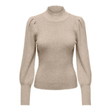 ONLY Onlkatia High Neck Knitted Pullover in Brown Mocha Meringue