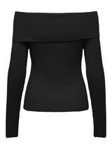 ONLY Onlkatia Long Sleeve Off The Shoulder Knit Top in Black
