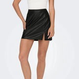 ONLY Onlleni Faux Leather Mini Skirt With Slit