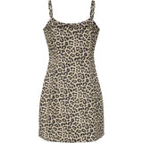 ONLY ONLLOWA Strap Button Dress In Pumice Stone Leopard