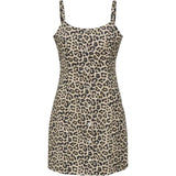 ONLY ONLLOWA Strap Button Dress In Pumice Stone Leopard
