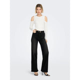ONLY ONLMADISON Blush High Waist Wide 30" Length Leg Fit Jeans In Black