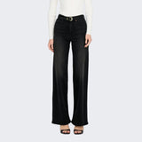 ONLY ONLMADISON Blush High Waist Wide 30" Length Leg Fit Jeans In Black