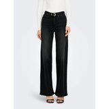 ONLY ONLMADISON Blush High Waist Wide 30" Length Leg Fit Jeans In Black