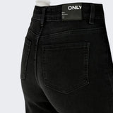 ONLY ONLMADISON Blush High Waist Wide 30" Length Leg Fit Jeans In Black