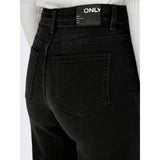 ONLY ONLMADISON Blush High Waist Wide 30" Length Leg Fit Jeans In Black