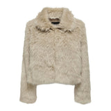 ONLY ONLMANNY Faux Fur Jacket In Pumice Stone