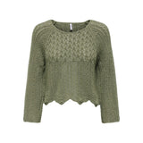 ONLY Onlmargina O-Neck Knitted Pullover with Fringes in Military Olive