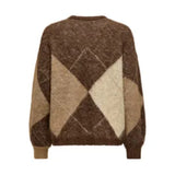 ONLY ONLNOEME Knitted Pullover In Chestnut Argyle