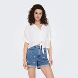 ONLY ONLPAULA Cropped Shirt In White