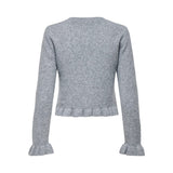 ONLY ONLRIMA Frill Button Knit Cardigan In Light Grey