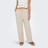 ONLY ONLSIESTA Straight Fit Linen Trousers In Moonbeam