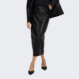 ONLY ONLVERONA Faux Leather Long Skirt In Black