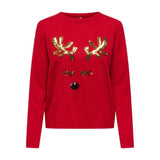 ONLY ONLXMAS Sequins Antler Christmas Jumper In Red
