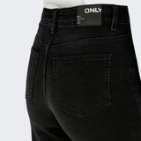 ONLY ONLMADISON Blush High Waist Wide 32" Length Leg Fit Jeans In Black