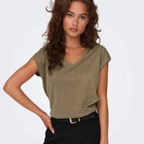 ONLY Onlysilver Loose Short Sleeved Top in Gold Falcon