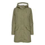 ONLY Rain Jacket With Teddy Lining in Green