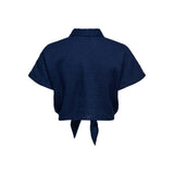 ONLY Seersucker Cap Knot Shirt In Indigo