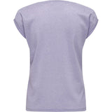 ONLY SILVERY Basic V-Neck Top In Purple