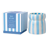 Paddywax Cabana ‘Lost at Sea’ Blue Striped Ceramic Candle 6.5oz