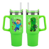 Minecraft Green 900ml Insulated Cup and Straw