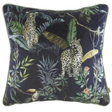 Paoletti Jungle Leopard Piped 43x43 Polyester Cushion Petrol