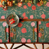 Paoletti Pomegranate Set of 4 Christmas Festive Placemats Green