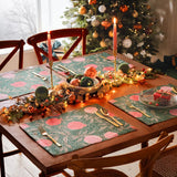Paoletti Pomegranate Set of 4 Christmas Festive Placemats Green