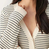 Part Two Flicka Cardigan In White/Grey Stripe