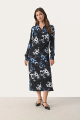 Part Two LamiyaPW Floral Midi Dress in Dark Navy