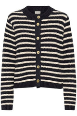 Part Two LeonidaPW Stripe Cardigan in Whitecap Gray