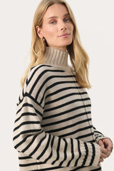 Part Two LilyePW Knitted Striped Jumper in French Oak