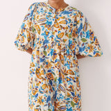 Part Two Selia Woven Dress Blue Craft Flower