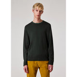 Paul Smith Contrast-Collar Merino Wool Sweater In Dark Green