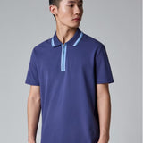 Paul Smith Contrast Tipping Zip Polo Shirt In Blue