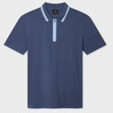 Paul Smith Contrast Tipping Zip Polo Shirt In Blue