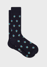 Paul Smith Cotton-Blend 'Robot' Socks In Navy