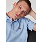 Paul Smith Cotton Pique Zebra Logo Regular Fit Polo Shirt Pale Blue