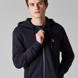Paul Smith Cotton Zip-Front Zebra Logo Hoodie In Dark Navy