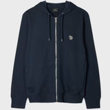 Paul Smith Cotton Zip-Front Zebra Logo Hoodie In Dark Navy