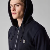 Paul Smith Cotton Zip-Front Zebra Logo Hoodie In Dark Navy