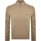 Paul Smith Half Zip Zebra Logo Jumper In Brown