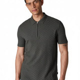 Paul Smith Jacquard Cotton Zip Polo Shirt In Dark Grey
