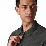 Paul Smith Jacquard Cotton Zip Polo Shirt In Dark Grey