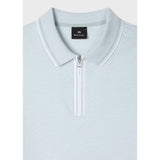 Paul Smith Jacquard Zip-Neck Polo Shirt Pale Blue