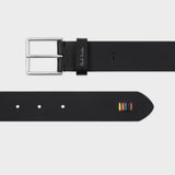 Paul Smith Leather 'Artist Stripe' Stitch Belt In Black