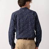 Paul Smith Long Sleeve Tailored Fit Floral Shirt In Dark Navy