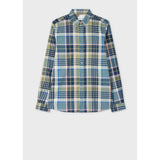 Paul Smith Men's Cotton-Blend Check Shirt In Blue