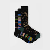 Paul Smith Men's Stripe & Spot Socks | Set of 3 | Black Mix